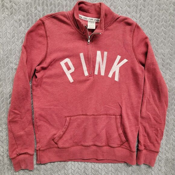 PINK Victoria's Secret ¼ Zip Women's Sweater Size Small Indiana Hoosiers Big Red - Picture 1 of 9